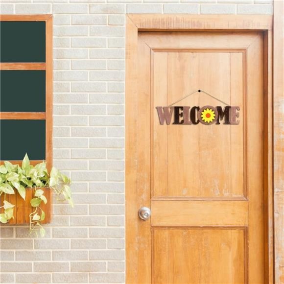 Interchangeable Welcome Sign Rustic Wood Home Decor with 12 Seasonal Magnets - Picture 5 of 8